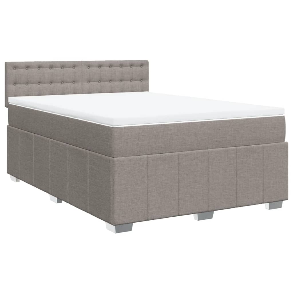 vidaXL Κρεβάτι Boxspring με Στρώμα Taupe 140x200 εκ. Υφασμάτινο