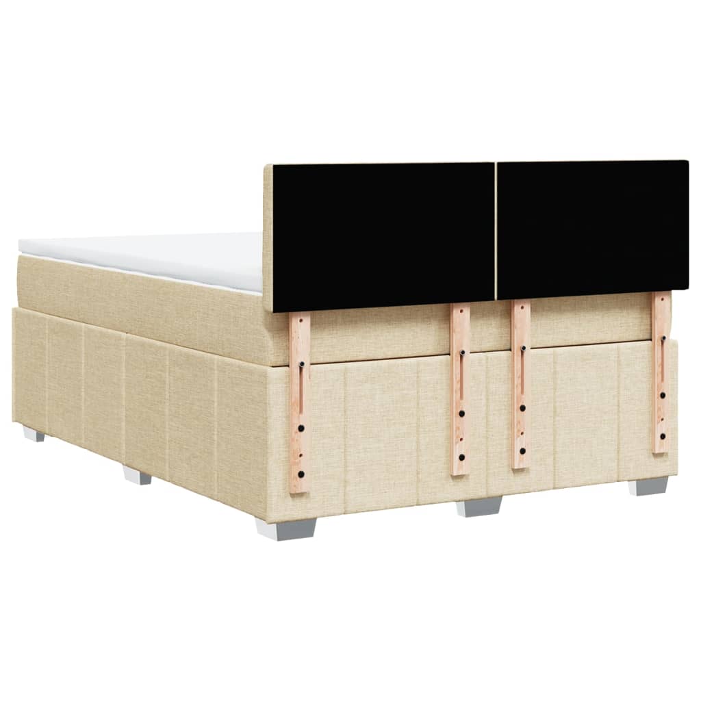 vidaXL Κρεβάτι Boxspring με Στρώμα Κρεμ 140x200 εκ. Υφασμάτινο