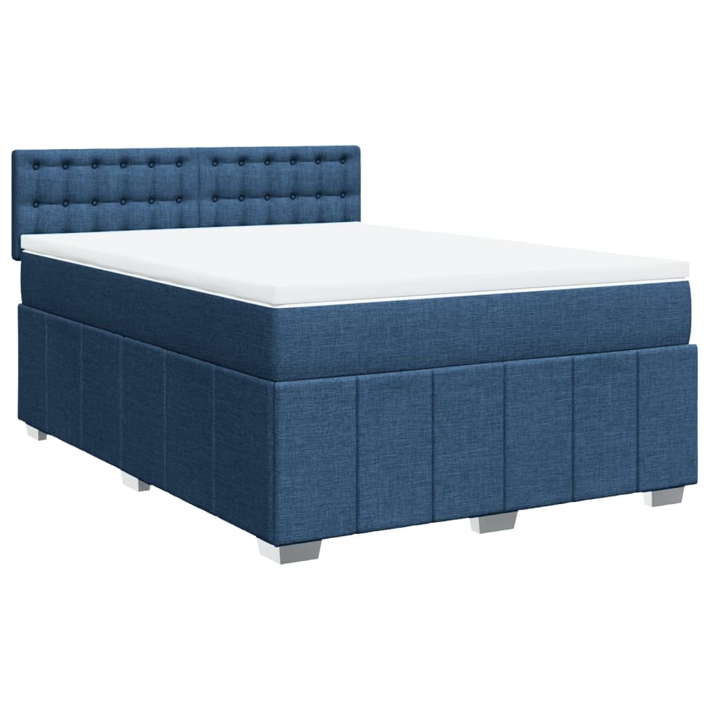 vidaXL Κρεβάτι Boxspring με Στρώμα Μπλε 140x200 εκ. Υφασμάτινο