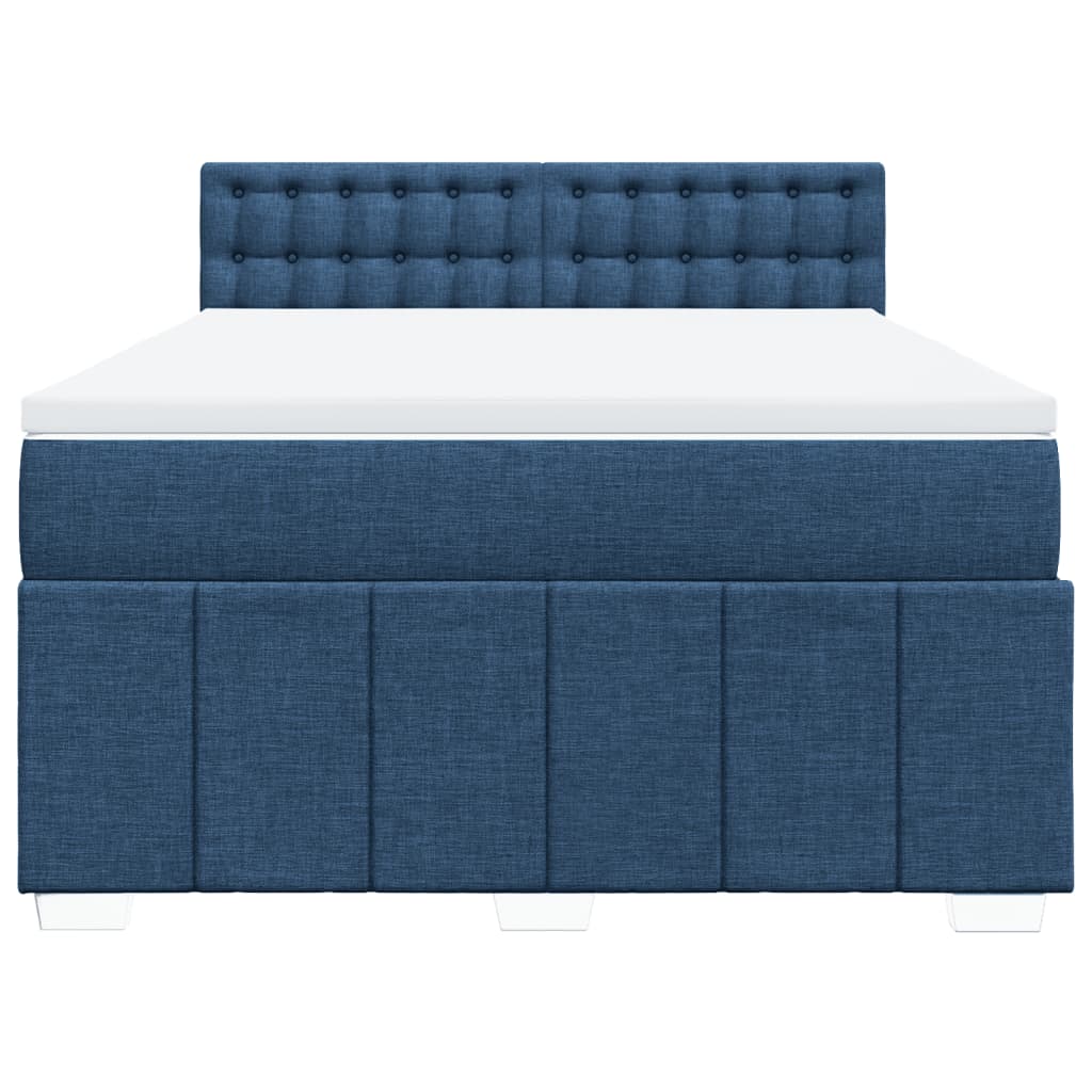 vidaXL Κρεβάτι Boxspring με Στρώμα Μπλε 140x200 εκ. Υφασμάτινο