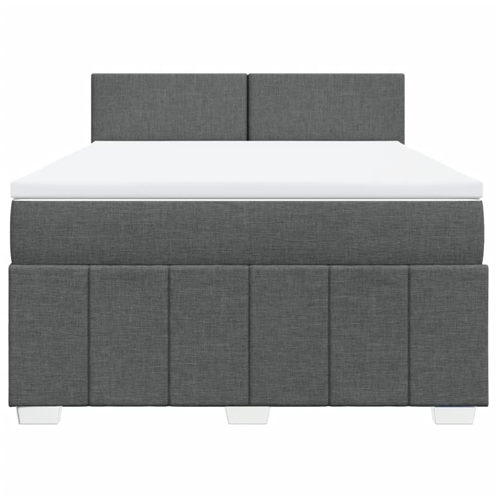 vidaXL Κρεβάτι Boxspring με Στρώμα Σκούρο Γκρι 160x200 εκ Υφασμάτινο