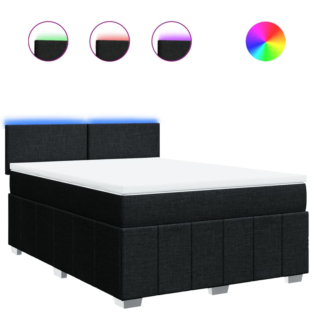 vidaXL Κρεβάτι Boxspring με Στρώμα Μαύρο 160x200 εκ. Υφασμάτινο
