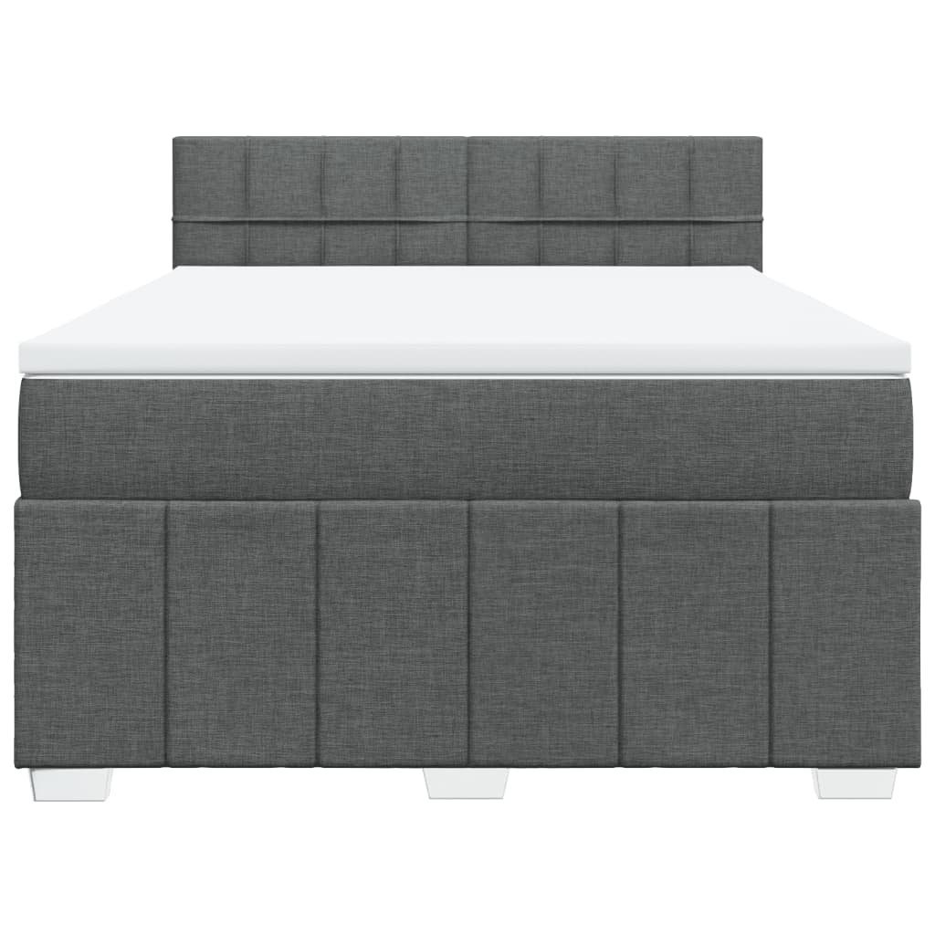 vidaXL Κρεβάτι Boxspring με Στρώμα Σκούρο Γκρι 160x200 εκ Υφασμάτινο