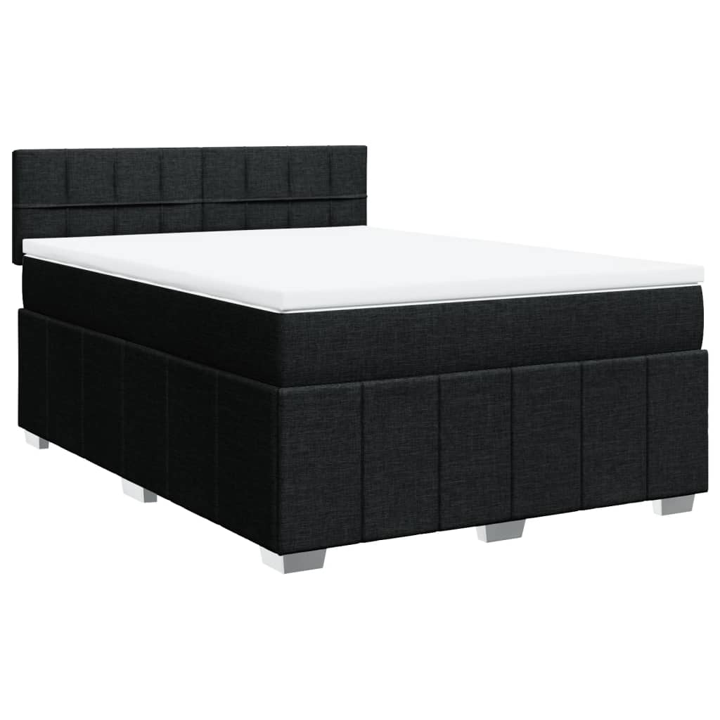 vidaXL Κρεβάτι Boxspring με Στρώμα Μαύρο 160x200 εκ. Υφασμάτινο