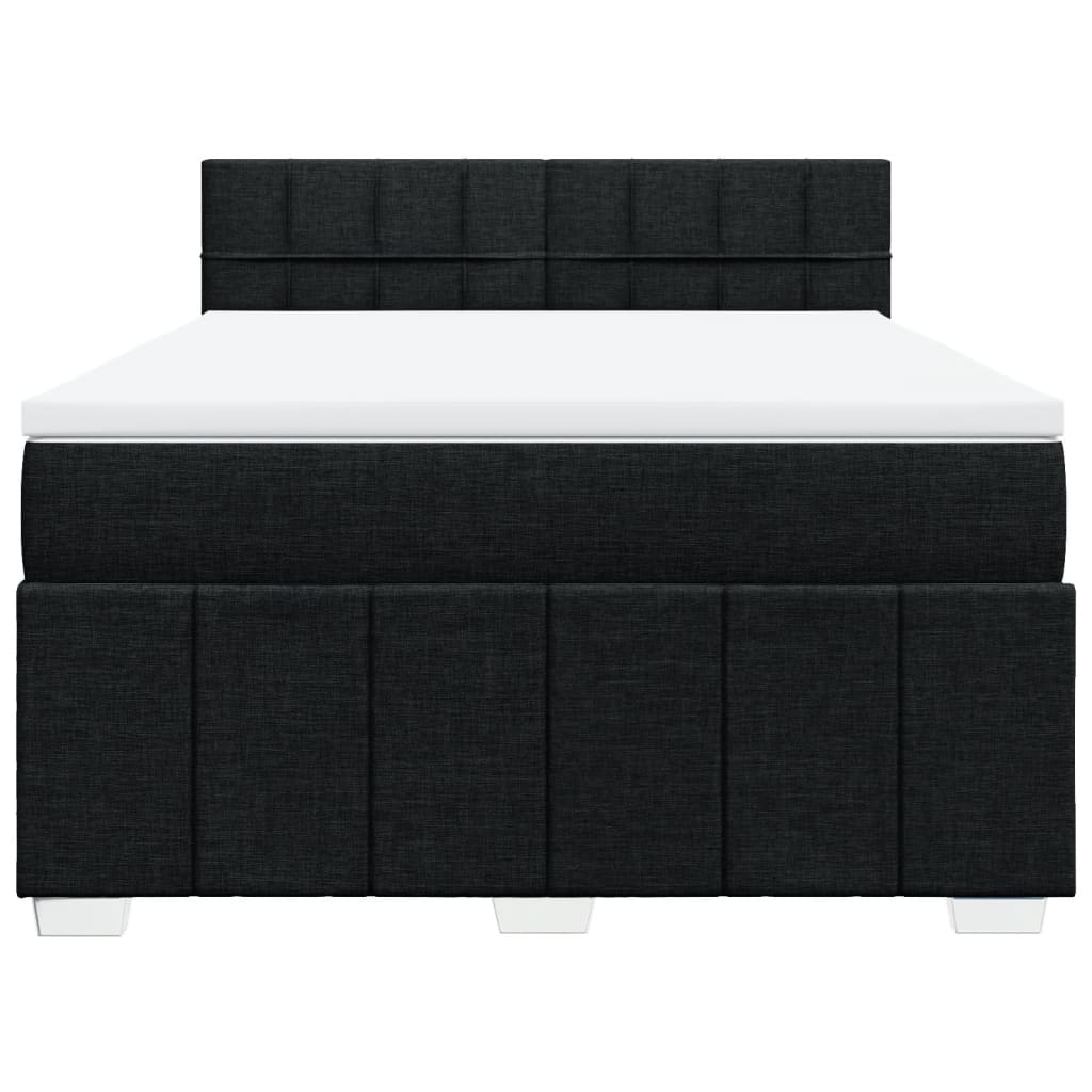 vidaXL Κρεβάτι Boxspring με Στρώμα Μαύρο 160x200 εκ. Υφασμάτινο
