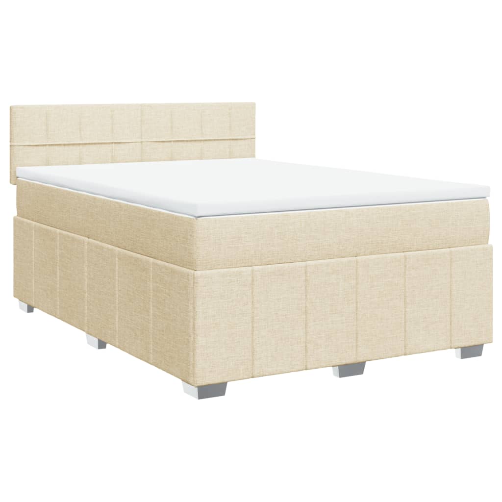 vidaXL Κρεβάτι Boxspring με Στρώμα Κρεμ 160x200 εκ. Υφασμάτινο