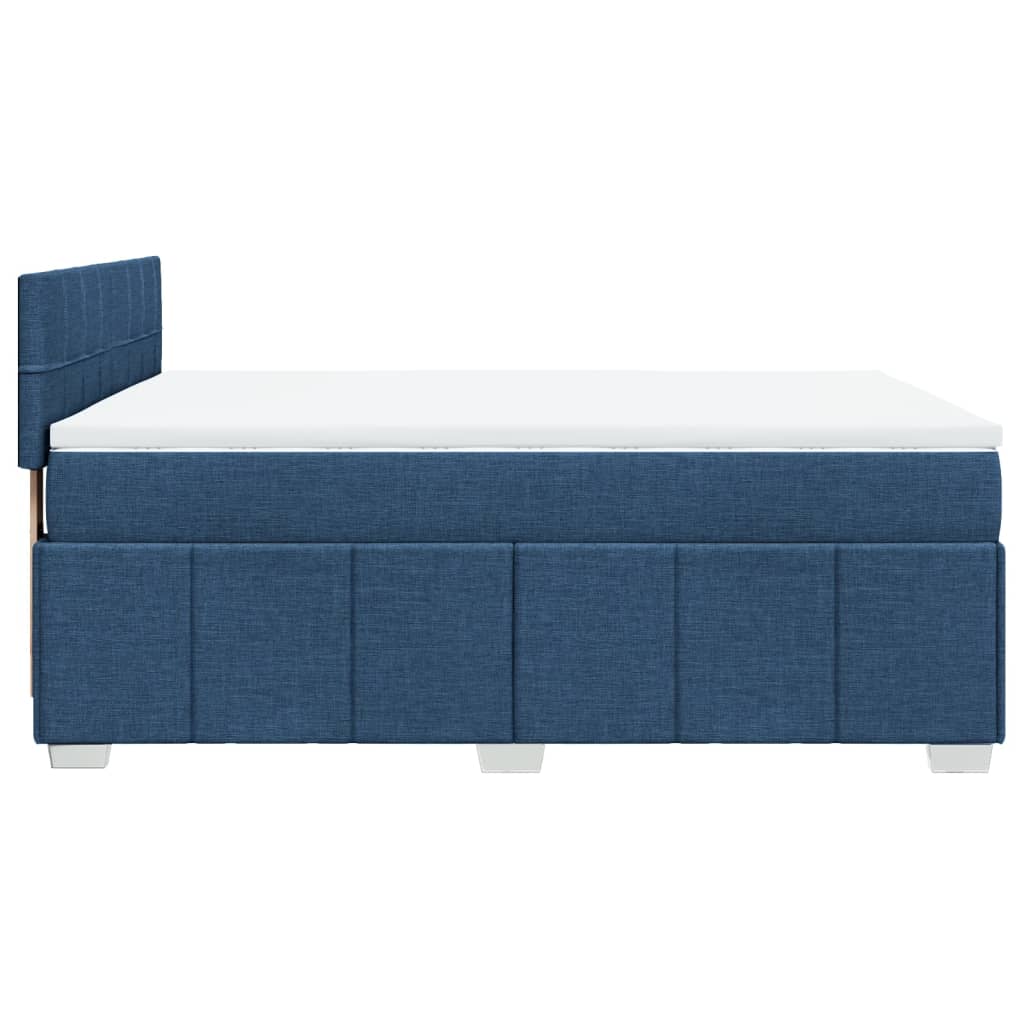 vidaXL Κρεβάτι Boxspring με Στρώμα Μπλε 160x200 εκ. Υφασμάτινο