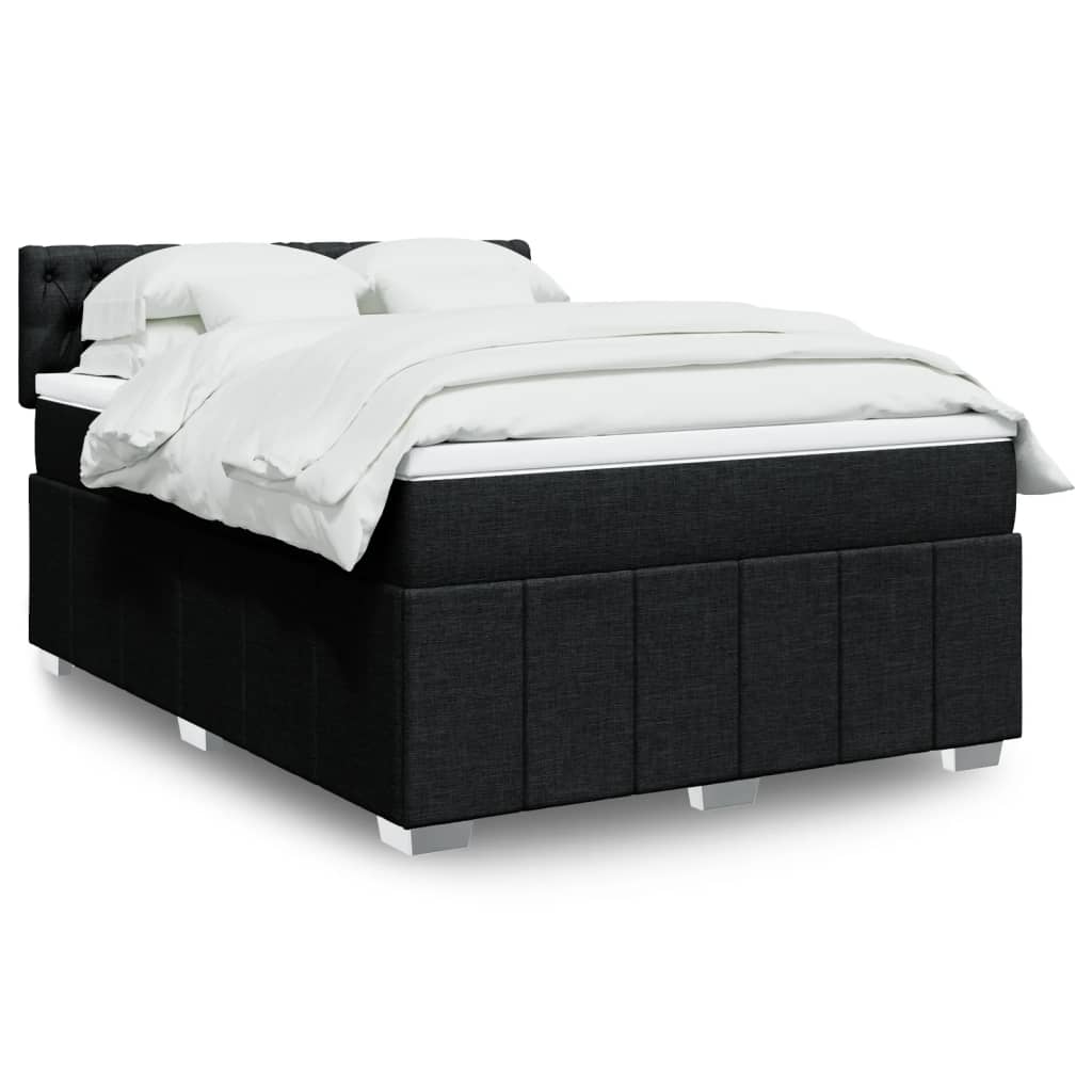 vidaXL Κρεβάτι Boxspring με Στρώμα Μαύρο 160x200 εκ. Υφασμάτινο