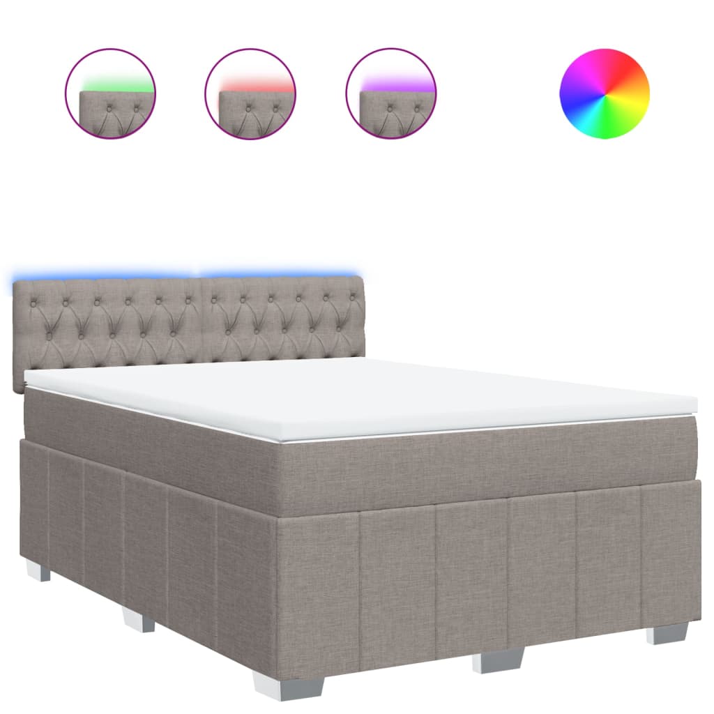 vidaXL Κρεβάτι Boxspring με Στρώμα Taupe 160x200 εκ. Υφασμάτινο