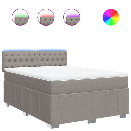 vidaXL Κρεβάτι Boxspring με Στρώμα Taupe 160x200 εκ. Υφασμάτινο
