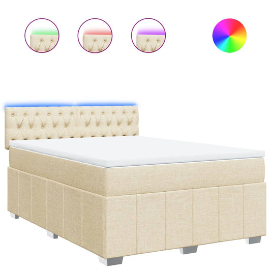 vidaXL Κρεβάτι Boxspring με Στρώμα Κρεμ 160x200 εκ. Υφασμάτινο