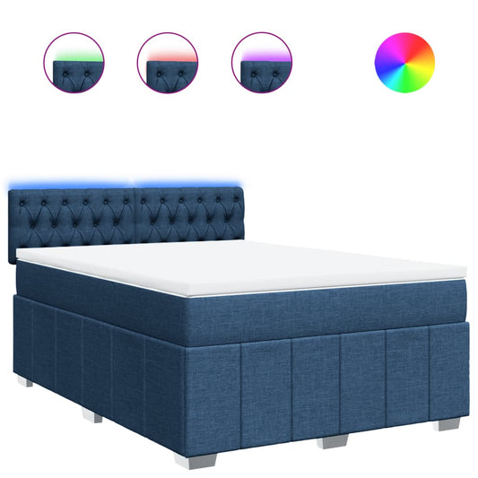 vidaXL Κρεβάτι Boxspring με Στρώμα Μπλε 160x200 εκ. Υφασμάτινο