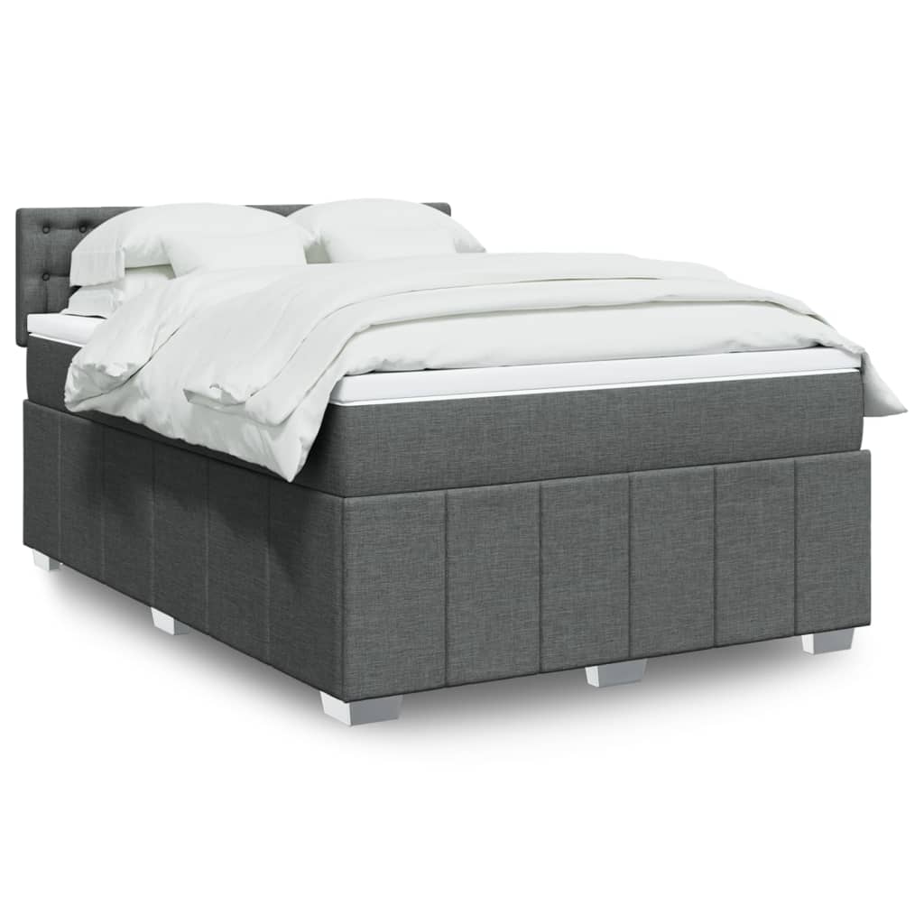 vidaXL Κρεβάτι Boxspring με Στρώμα Σκούρο Γκρι 160x200 εκ Υφασμάτινο