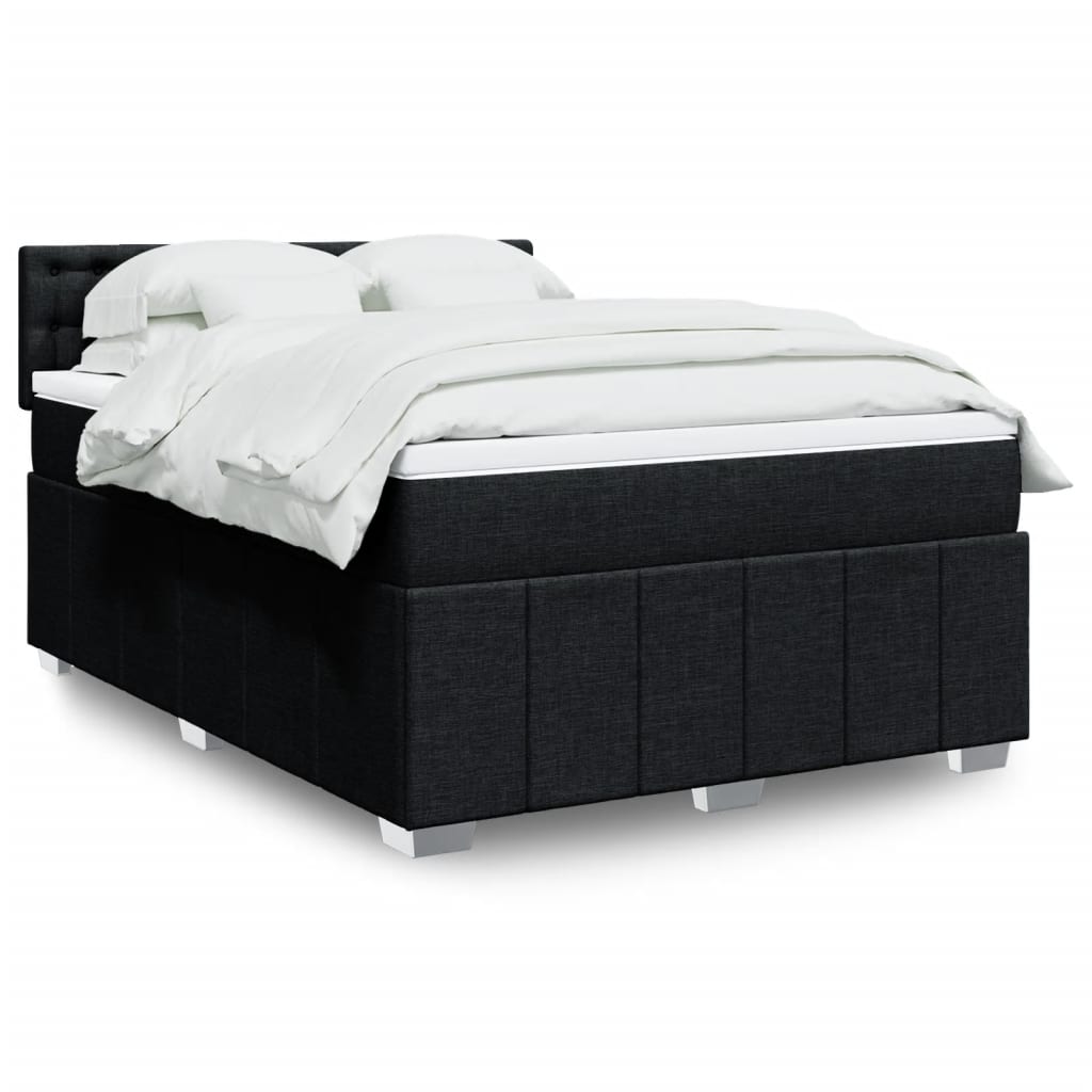 vidaXL Κρεβάτι Boxspring με Στρώμα Μαύρο 160x200 εκ. Υφασμάτινο