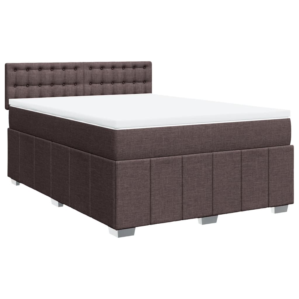 vidaXL Κρεβάτι Boxspring με Στρώμα Σκούρο Καφέ 160x200 εκ Υφασμάτινο