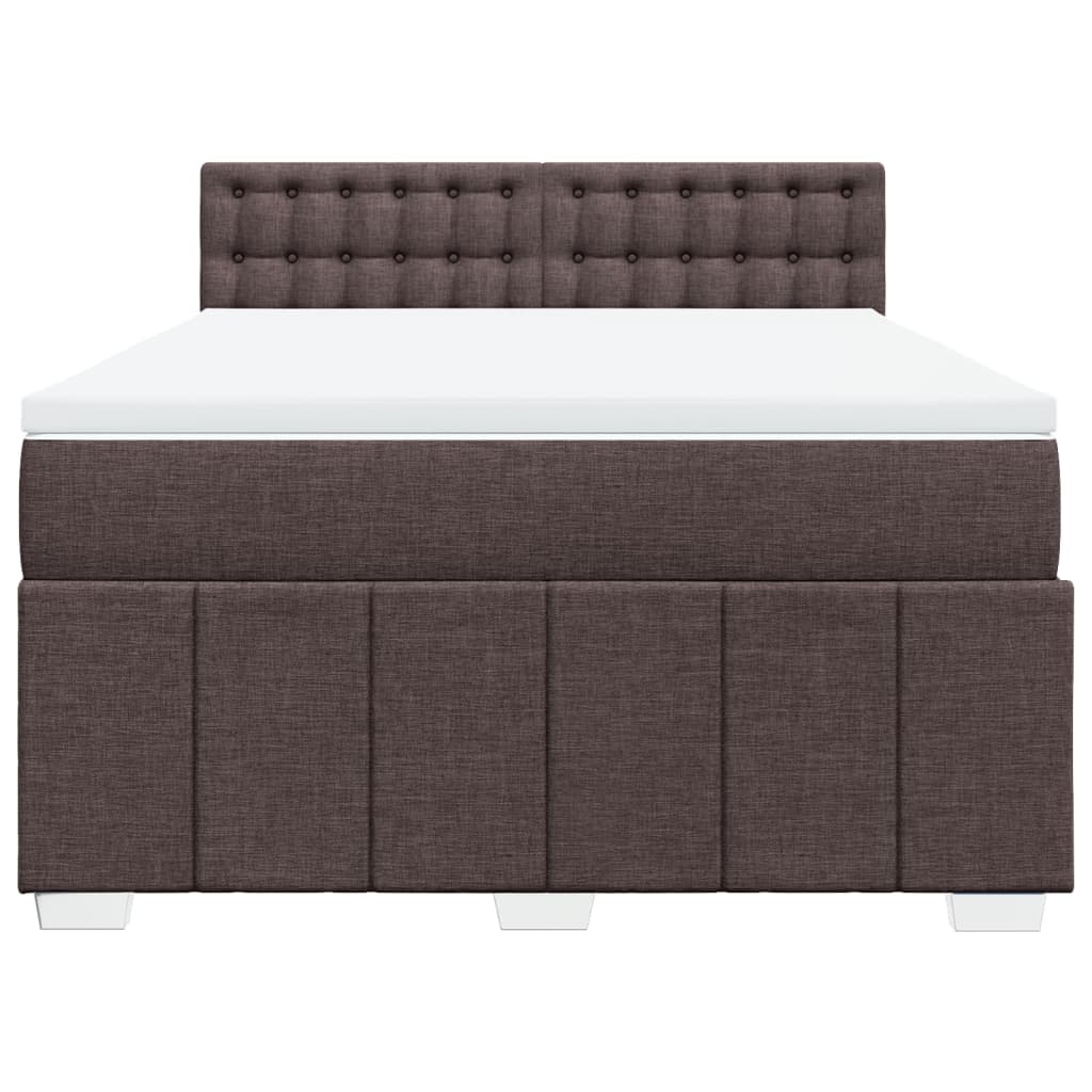 vidaXL Κρεβάτι Boxspring με Στρώμα Σκούρο Καφέ 160x200 εκ Υφασμάτινο