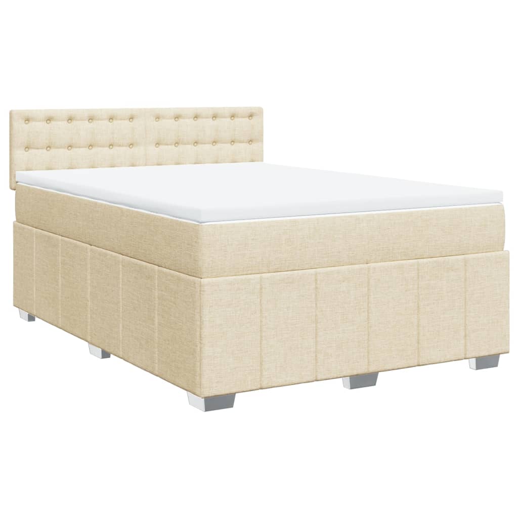 vidaXL Κρεβάτι Boxspring με Στρώμα Κρεμ 160x200 εκ. Υφασμάτινο