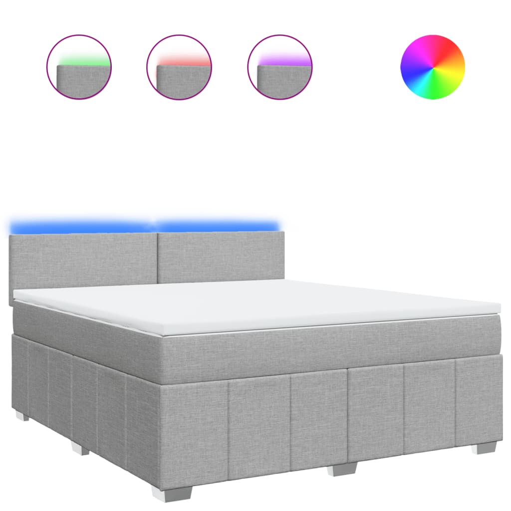 vidaXL Κρεβάτι Boxspring με Στρώμα Ανοιχτό Γκρι 180x200 εκ. Υφασμάτινο