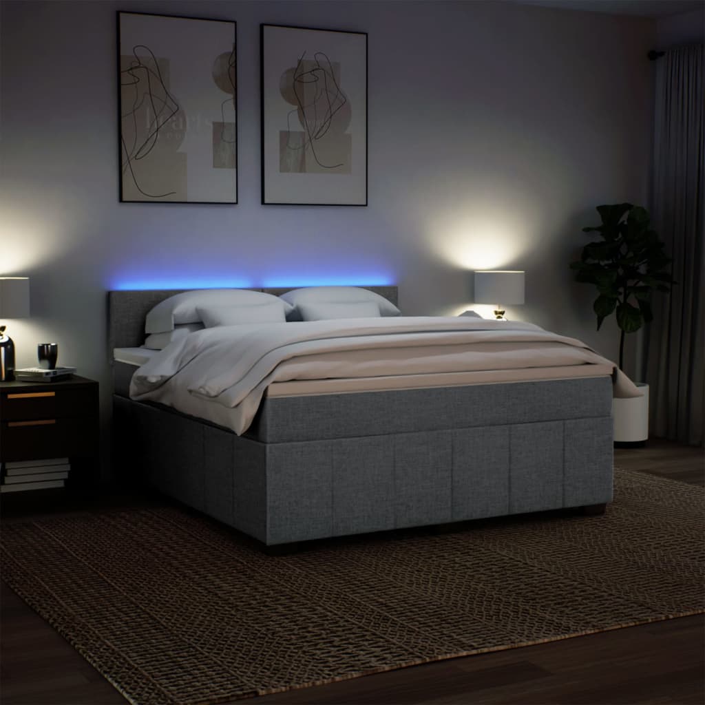 vidaXL Κρεβάτι Boxspring με Στρώμα Ανοιχτό Γκρι 180x200 εκ. Υφασμάτινο