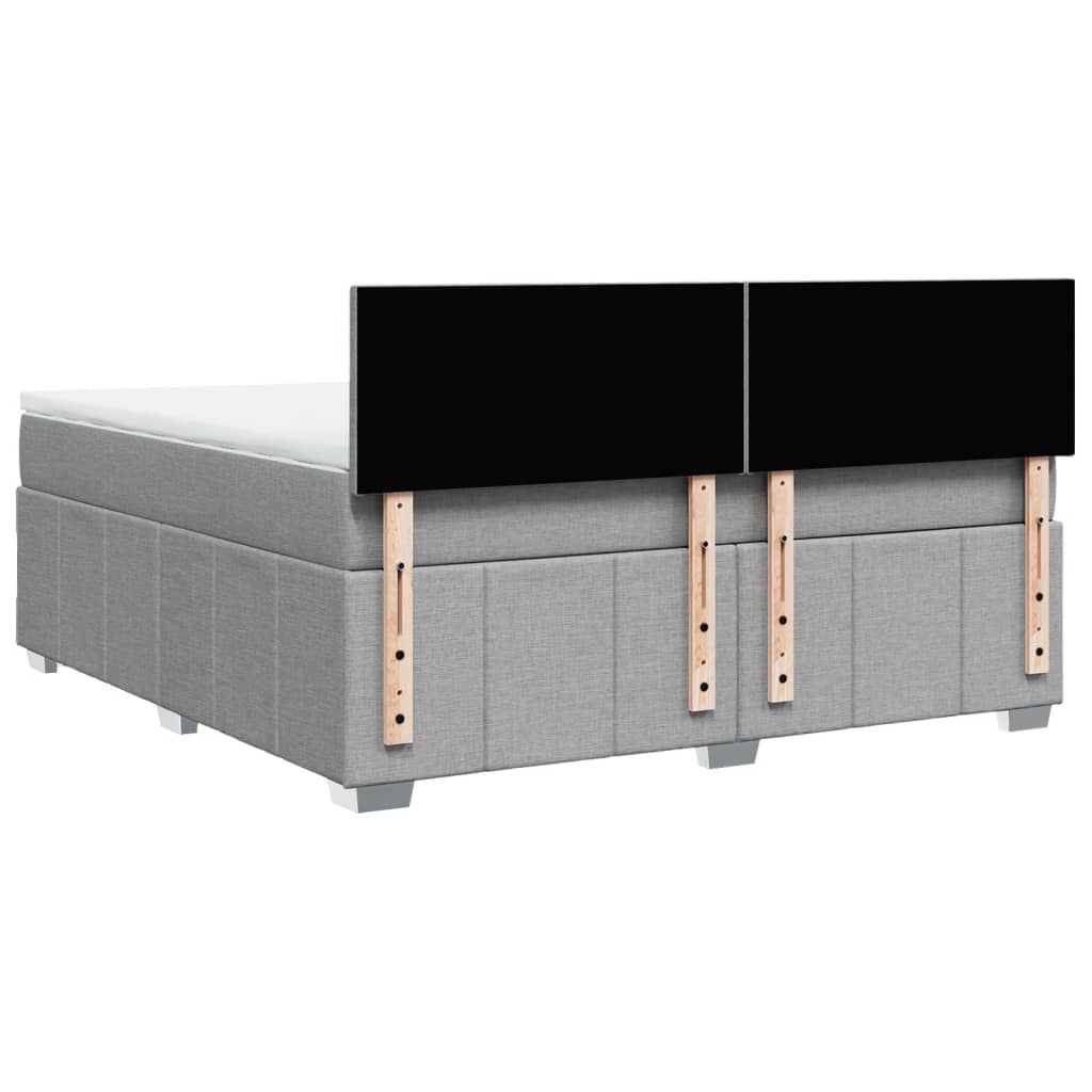 vidaXL Κρεβάτι Boxspring με Στρώμα Ανοιχτό Γκρι 180x200 εκ. Υφασμάτινο
