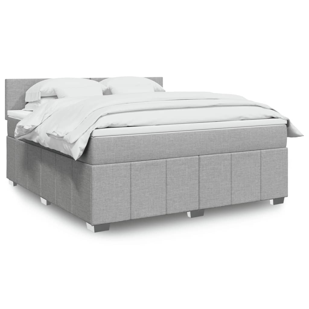 vidaXL Κρεβάτι Boxspring με Στρώμα Ανοιχτό Γκρι 180x200 εκ. Υφασμάτινο