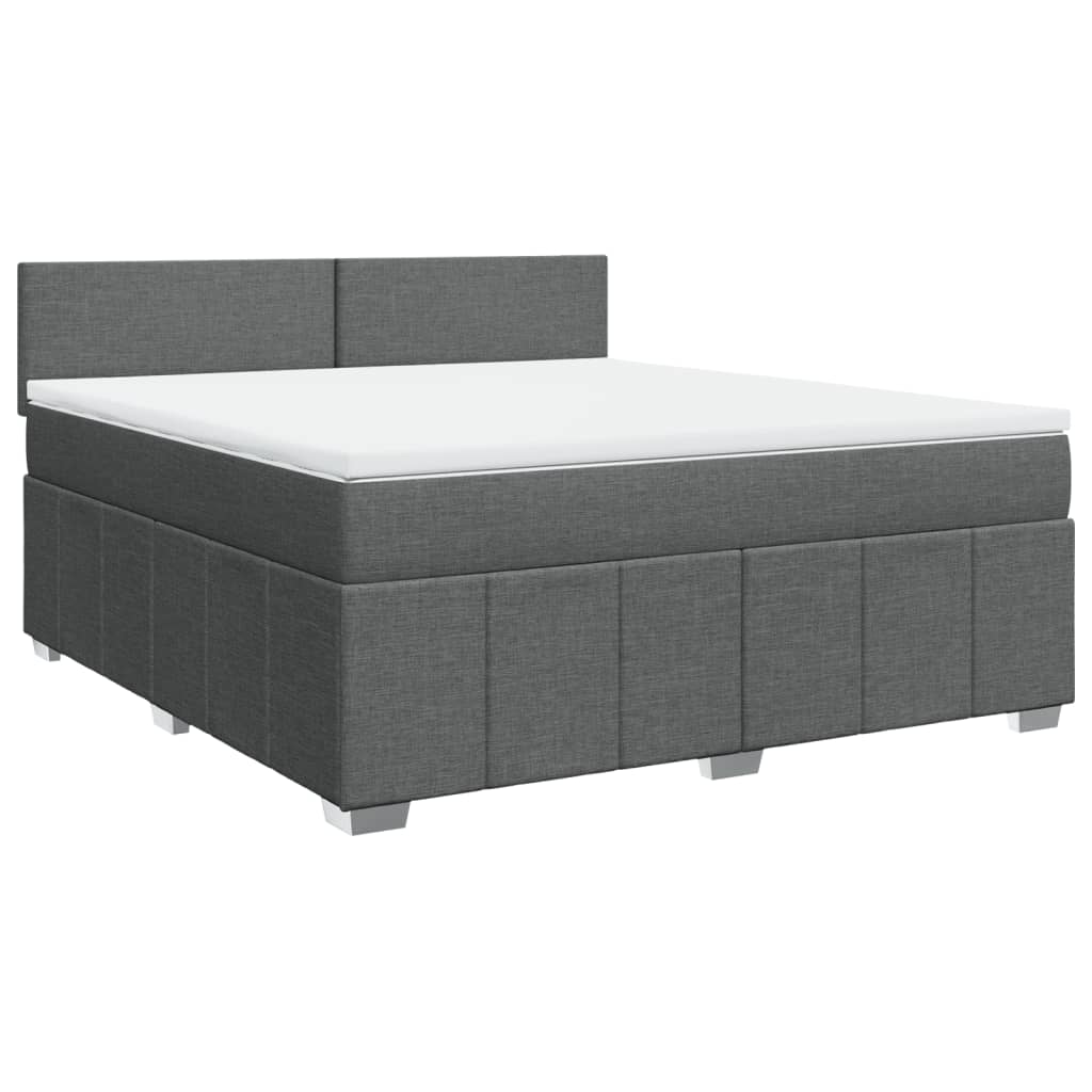 vidaXL Κρεβάτι Boxspring με Στρώμα Σκούρο Γκρι 180x200 εκ Υφασμάτιν