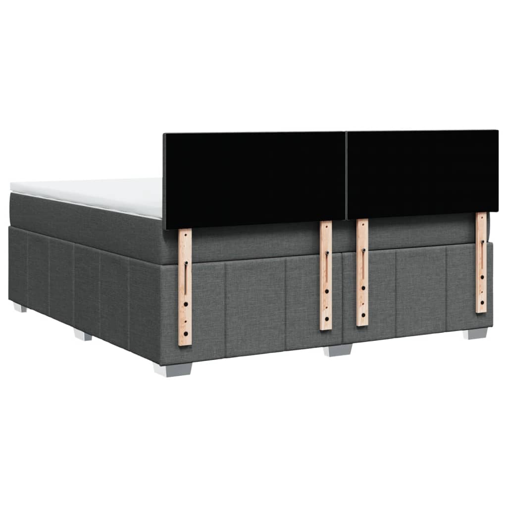 vidaXL Κρεβάτι Boxspring με Στρώμα Σκούρο Γκρι 180x200 εκ Υφασμάτιν