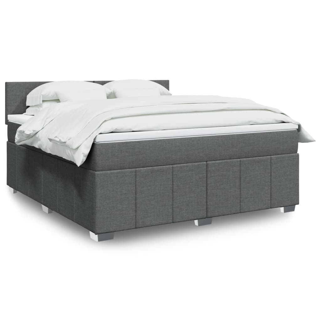 vidaXL Κρεβάτι Boxspring με Στρώμα Σκούρο Γκρι 180x200 εκ Υφασμάτιν