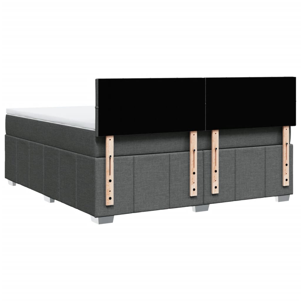 vidaXL Κρεβάτι Boxspring με Στρώμα Σκούρο Γκρι 180x200 εκ Υφασμάτιν