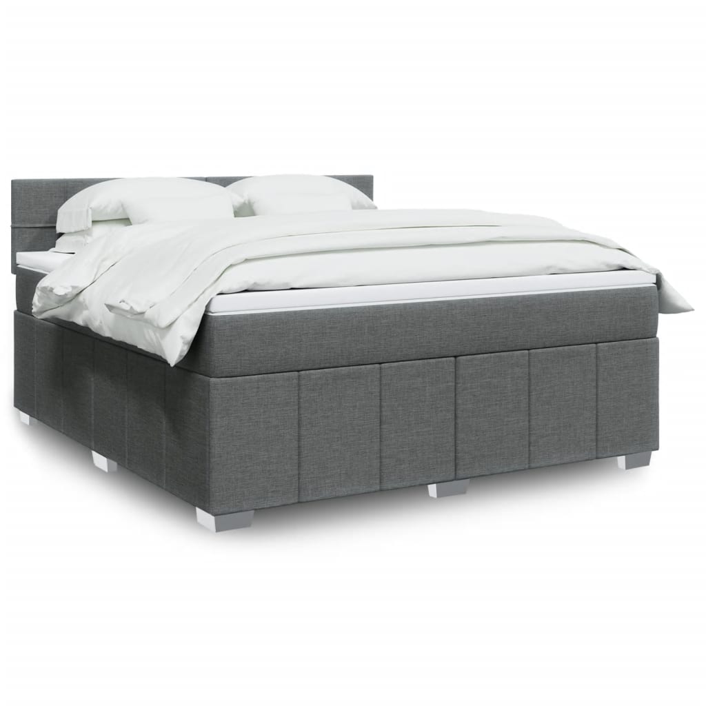 vidaXL Κρεβάτι Boxspring με Στρώμα Σκούρο Γκρι 180x200 εκ Υφασμάτιν
