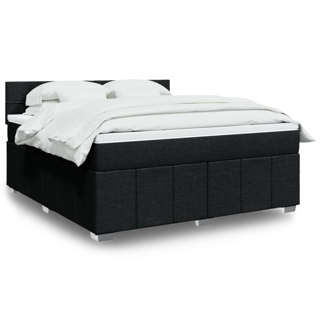 vidaXL Κρεβάτι Boxspring με Στρώμα Μαύρο 180x200 εκ. Υφασμάτινο