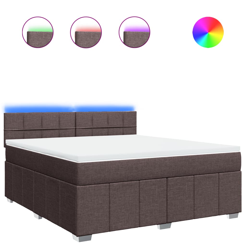 vidaXL Κρεβάτι Boxspring με Στρώμα Σκούρο Καφέ 180x200 εκ Υφασμάτινο