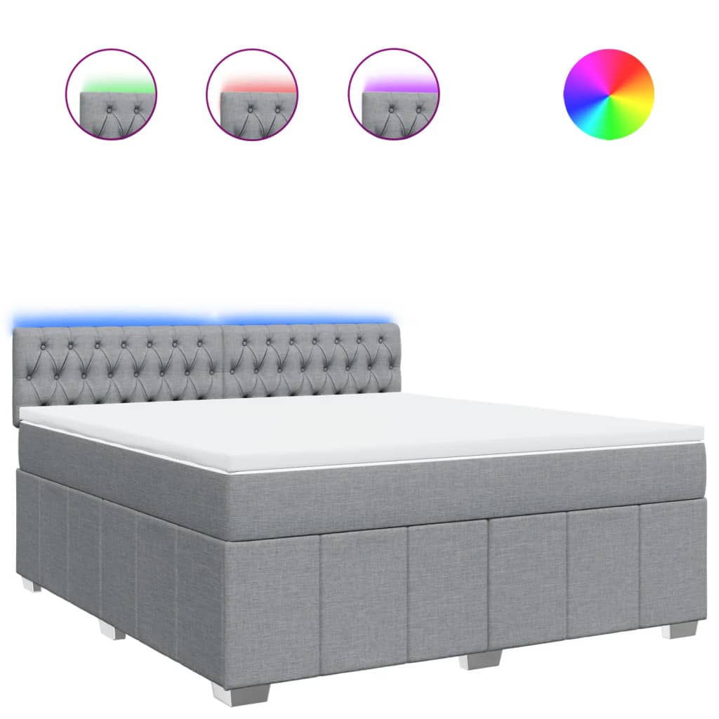 vidaXL Κρεβάτι Boxspring με Στρώμα Ανοιχτό Γκρι 180x200 εκ. Υφασμάτινο