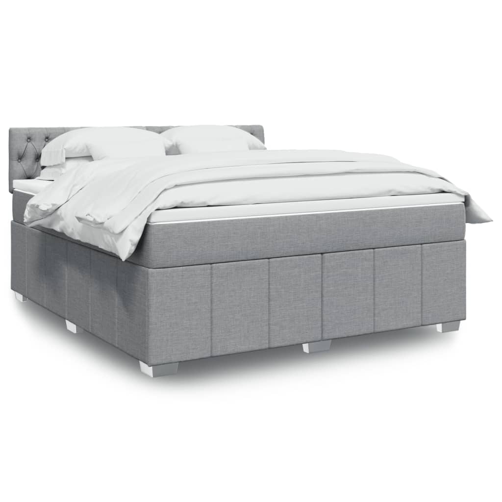 vidaXL Κρεβάτι Boxspring με Στρώμα Ανοιχτό Γκρι 180x200 εκ. Υφασμάτινο