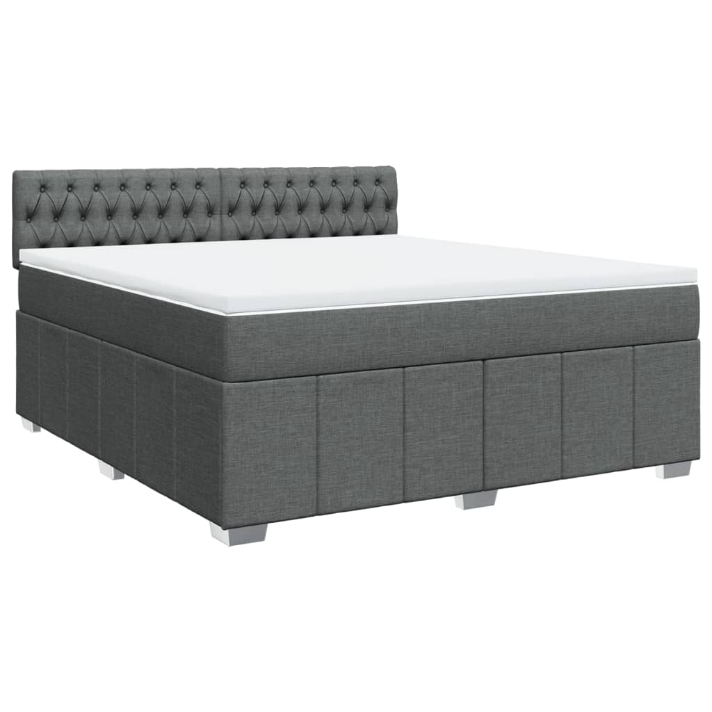 vidaXL Κρεβάτι Boxspring με Στρώμα Σκούρο Γκρι 180x200 εκ Υφασμάτιν