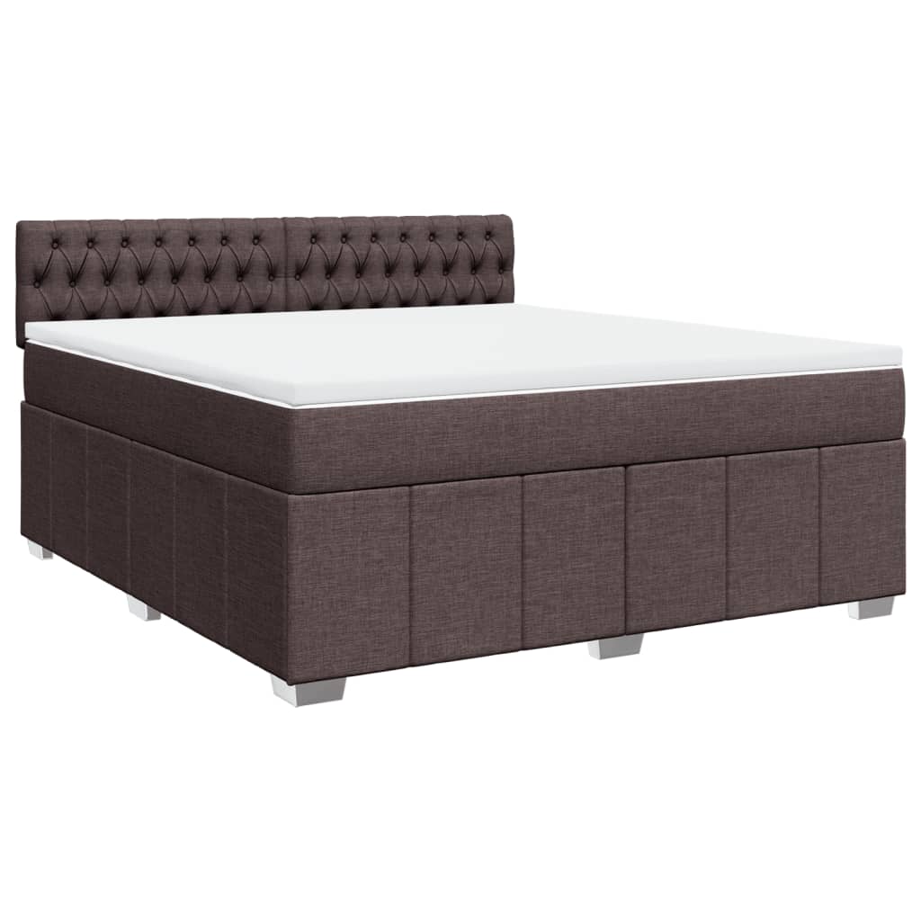 vidaXL Κρεβάτι Boxspring με Στρώμα Σκούρο Καφέ 180x200 εκ Υφασμάτινο