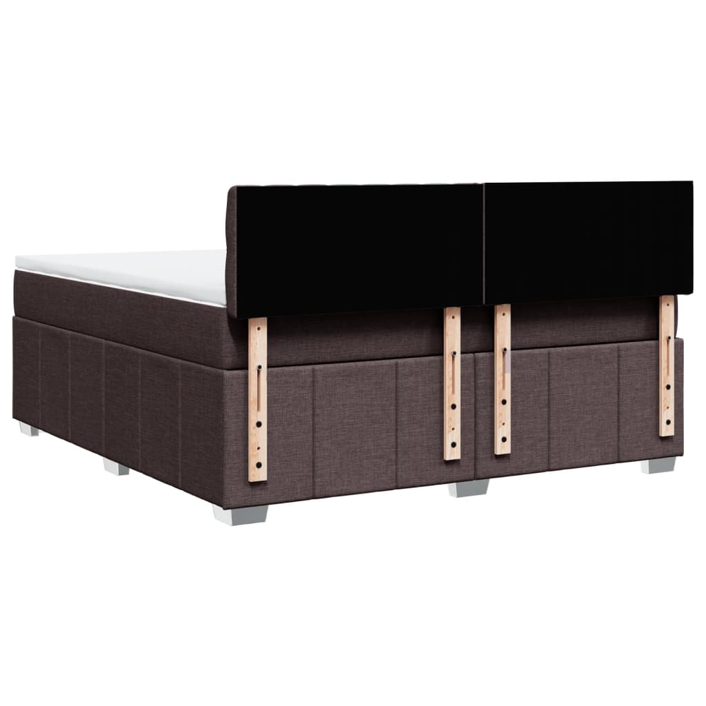 vidaXL Κρεβάτι Boxspring με Στρώμα Σκούρο Καφέ 180x200 εκ Υφασμάτινο