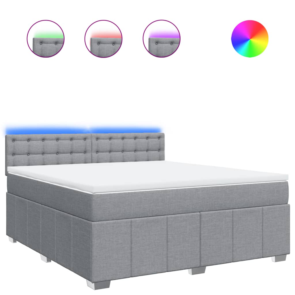 vidaXL Κρεβάτι Boxspring με Στρώμα Ανοιχτό Γκρι 180x200 εκ. Υφασμάτινο