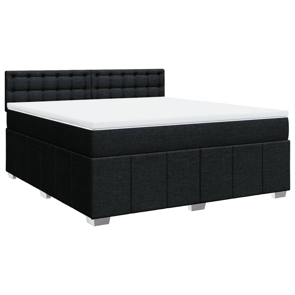 vidaXL Κρεβάτι Boxspring με Στρώμα Μαύρο 180x200 εκ. Υφασμάτινο