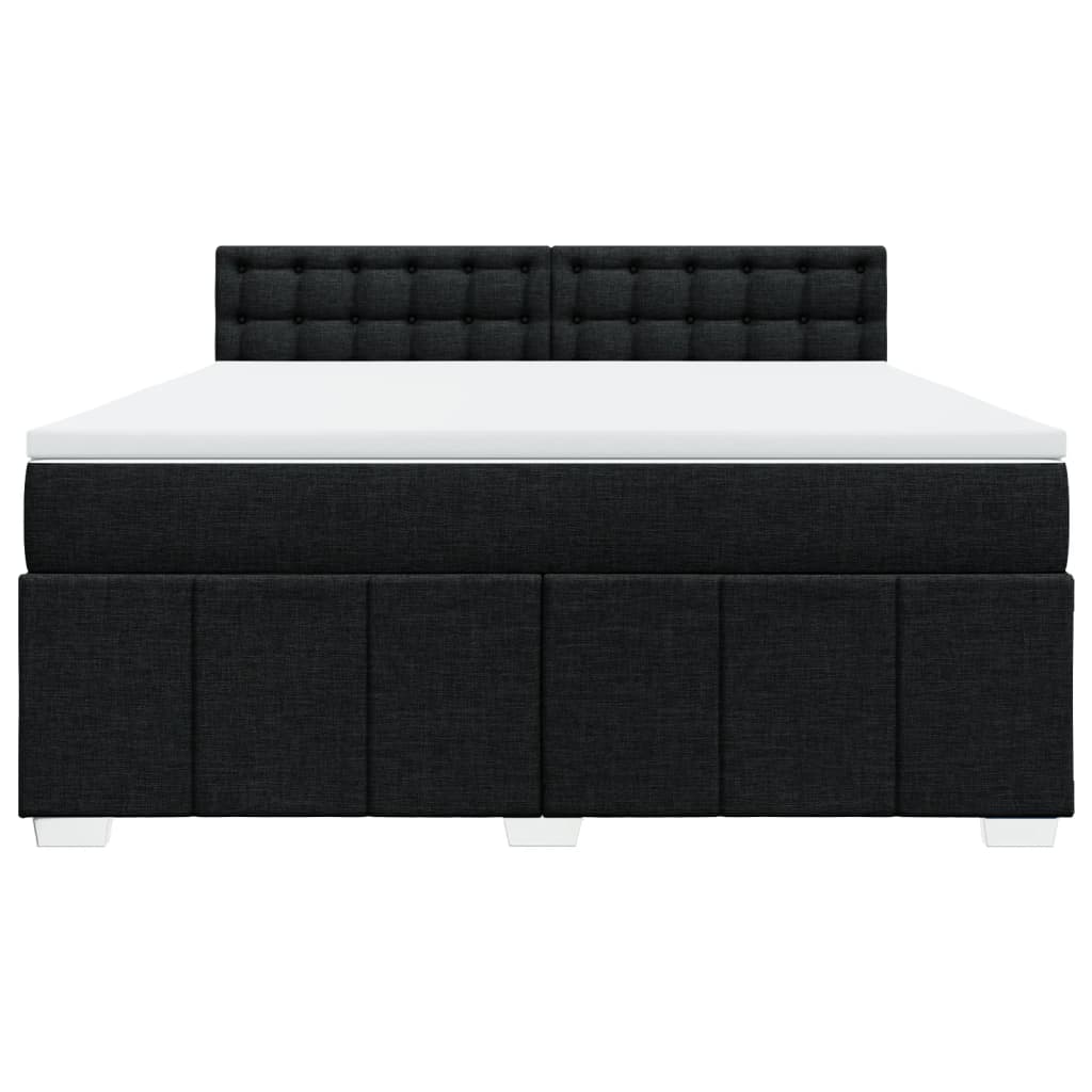 vidaXL Κρεβάτι Boxspring με Στρώμα Μαύρο 180x200 εκ. Υφασμάτινο