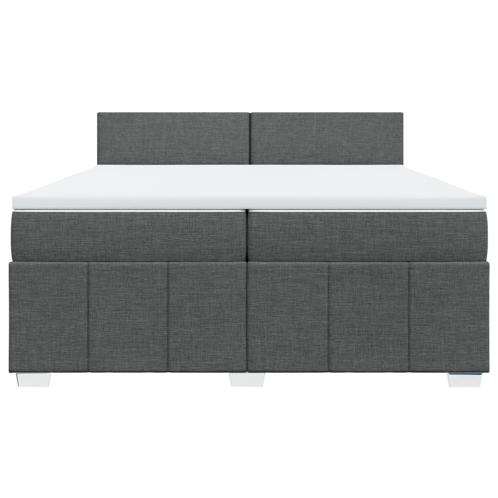vidaXL Κρεβάτι Boxspring με Στρώμα Σκούρο Γκρι 200x200 εκ. Υφασμάτινο