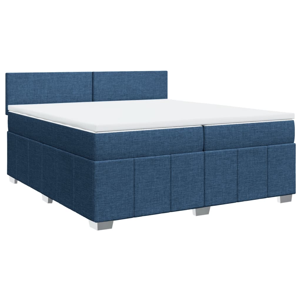 vidaXL Κρεβάτι Boxspring με Στρώμα Μπλε 200x200 εκ. Υφασμάτινο