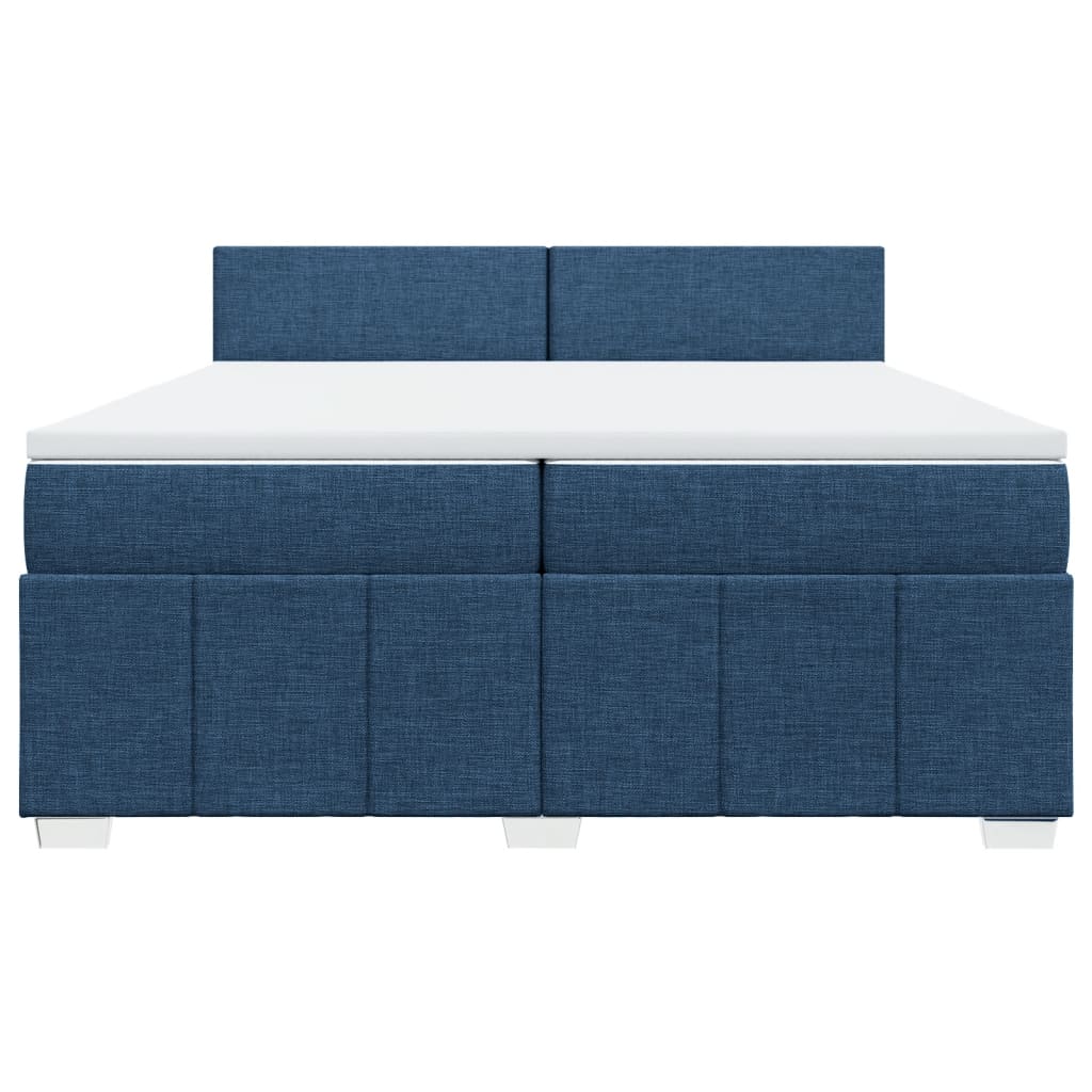 vidaXL Κρεβάτι Boxspring με Στρώμα Μπλε 200x200 εκ. Υφασμάτινο