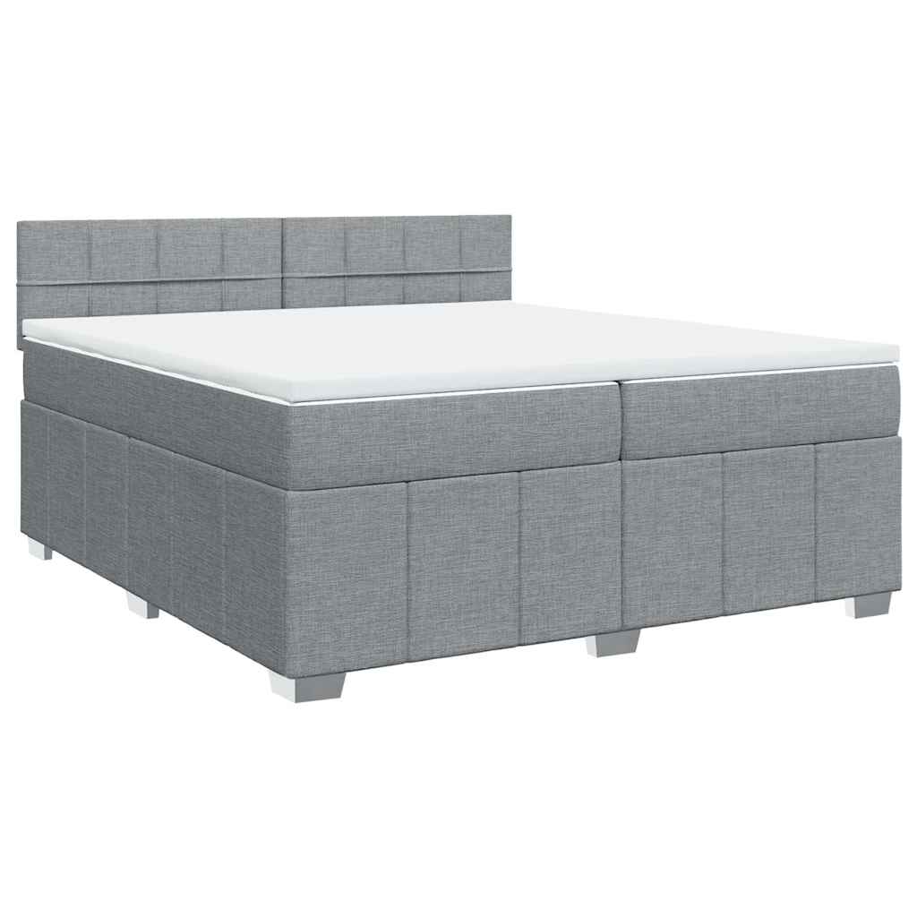 vidaXL Κρεβάτι Boxspring με Στρώμα Ανοιχτό Γκρι 200x200 εκ. Υφασμάτινο