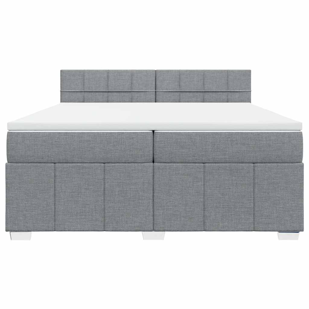 vidaXL Κρεβάτι Boxspring με Στρώμα Ανοιχτό Γκρι 200x200 εκ. Υφασμάτινο