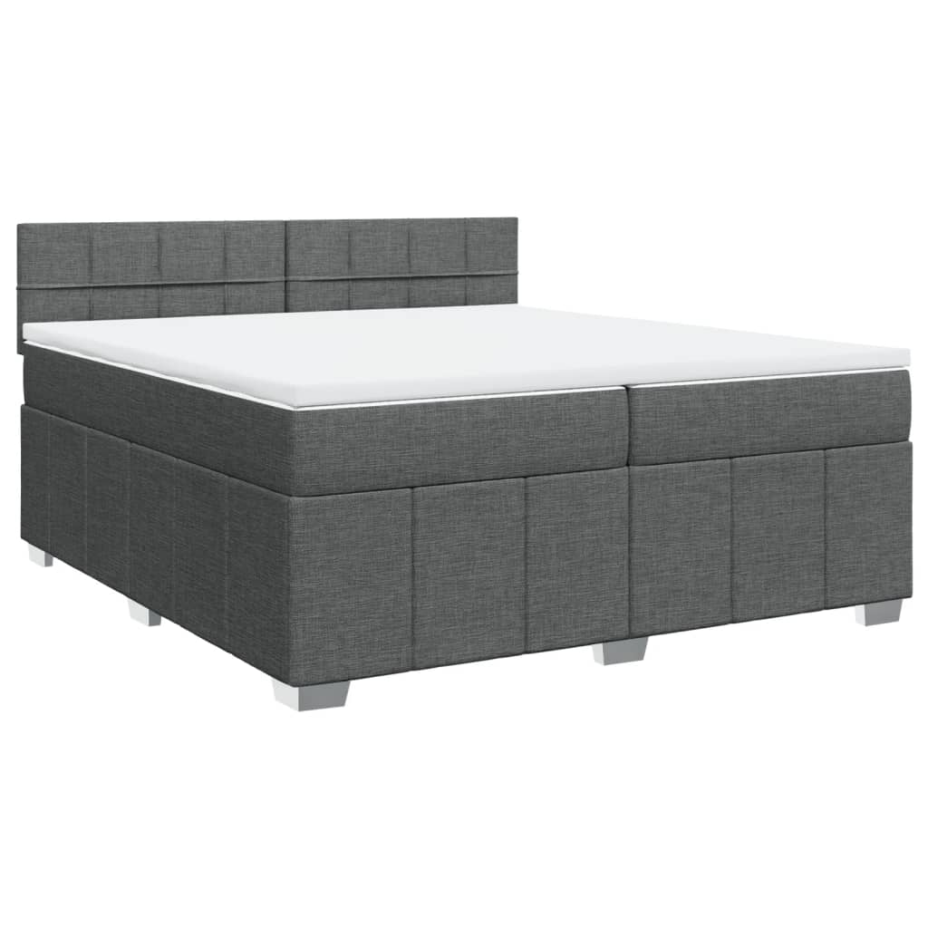 vidaXL Κρεβάτι Boxspring με Στρώμα Σκούρο Γκρι 200x200 εκ. Υφασμάτινο