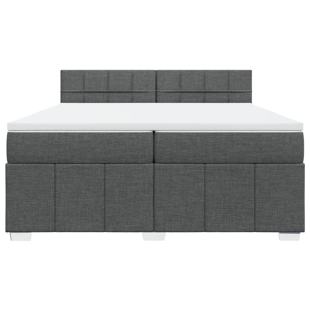 vidaXL Κρεβάτι Boxspring με Στρώμα Σκούρο Γκρι 200x200 εκ. Υφασμάτινο