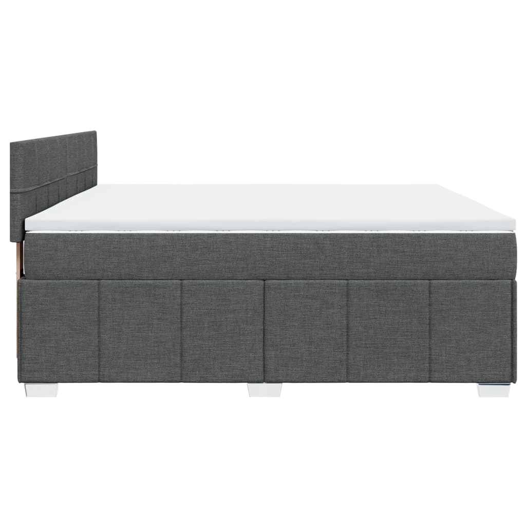 vidaXL Κρεβάτι Boxspring με Στρώμα Σκούρο Γκρι 200x200 εκ. Υφασμάτινο