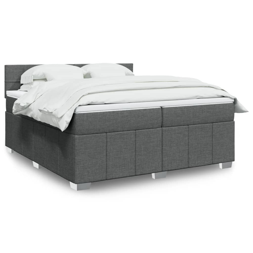 vidaXL Κρεβάτι Boxspring με Στρώμα Σκούρο Γκρι 200x200 εκ. Υφασμάτινο