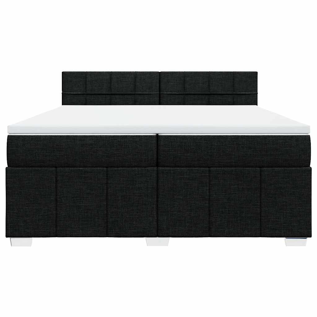 vidaXL Κρεβάτι Boxspring με Στρώμα Μαύρο 200x200 εκ. Υφασμάτινο